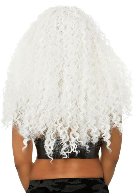 white long curly wig